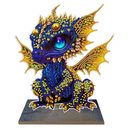 Drache blau/gold Aufsteller - Diamond Painting - Kreativsein.shop