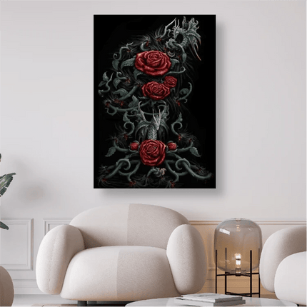 Drachen im Rosenstrauch - 5D DIY Diamond Painting - Kreativsein.shop