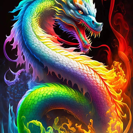 Drachen in Regenbogenfarben - 5D DIY Diamond Painting - Kreativsein.shop