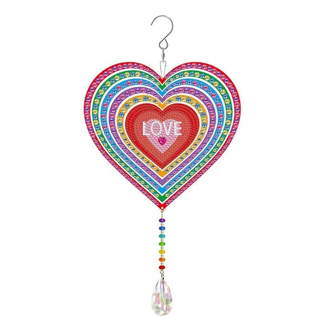 Drehbare herzförmige Mandala Windspiel - Diamond Painting - Kreativsein.shop