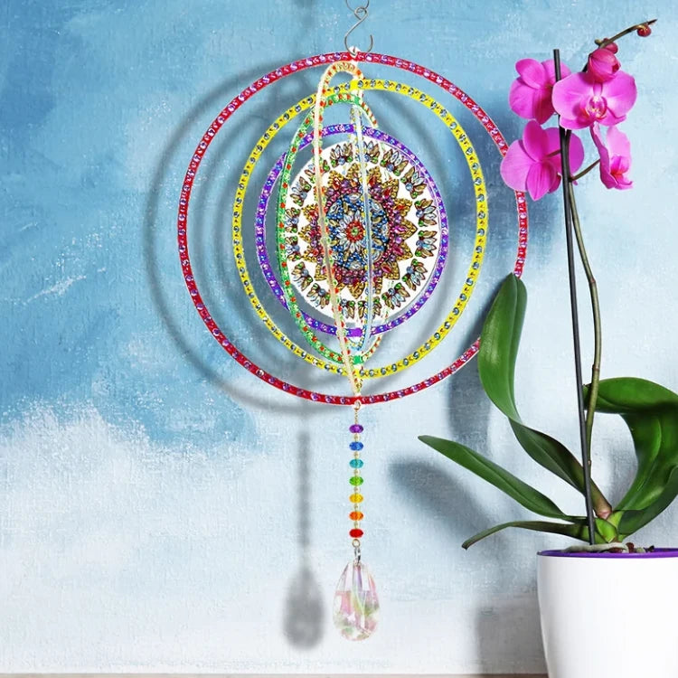 Drehbare runde Mandala mit Blumenkreis Windspiel - Diamond Painting Shop Schweiz