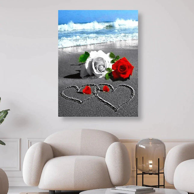 Eine romantische Liebeserklärung am Meer mit Rosen - 5D DIY Diamond Painting - Kreativsein.shop