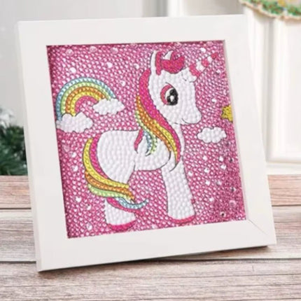 Einhorn Kindermotiv mit Rahmen - Diamond Painting - Kreativsein.shop