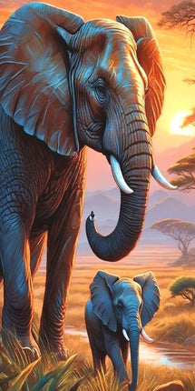 Elefant mit Jungtier - 5D DIY Diamond Painting - Kreativsein.shop