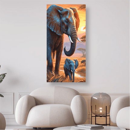 Elefant mit Jungtier - 5D DIY Diamond Painting - Kreativsein.shop