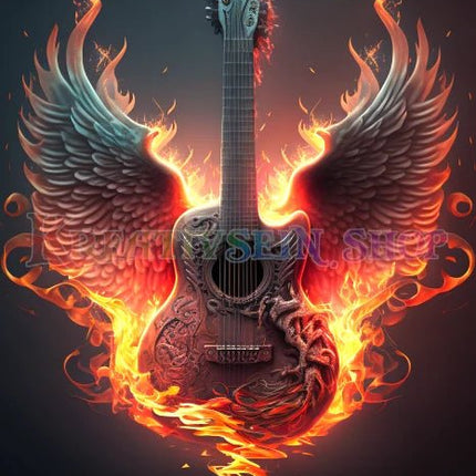 Engels Gitarre in Flammen - 5D DIY Diamond Painting - Kreativsein.shop