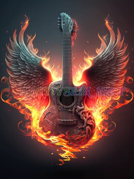 Engels Gitarre in Flammen - 5D DIY Diamond Painting - Kreativsein.shop