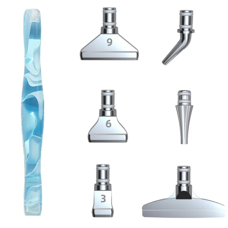 Ergonomischer Stift mit 6 Metall Aufsätzen Hellblau Silber - Diamond Painting Shop Schweiz