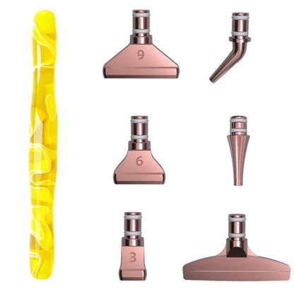 Ergonomischer Stift mit 6 Metall Aufsätzen Gelb Bronze - Diamond Painting Shop Schweiz