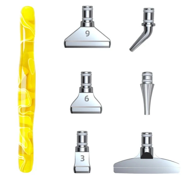 Ergonomischer Stift mit 6 Metall Aufsätzen Gelb Silber - Diamond Painting Shop Schweiz