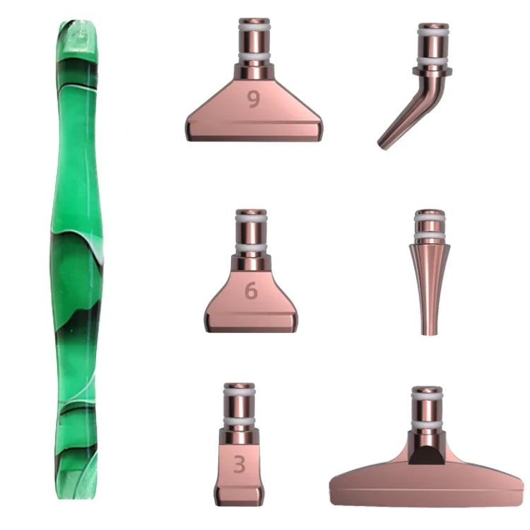 Ergonomischer Stift mit 6 Metall Aufsätzen Grün Bronze - Diamond Painting Shop Schweiz