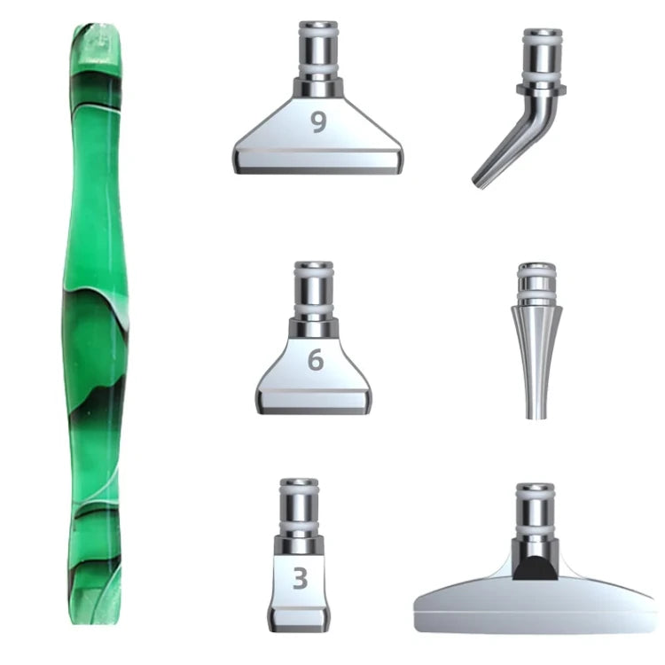 Ergonomischer Stift mit 6 Metall Aufsätzen Grün Silber - Diamond Painting Shop Schweiz