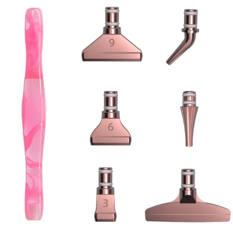 Ergonomischer Stift mit 6 Metall Aufsätzen Pink Bronze - Diamond Painting Shop Schweiz
