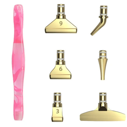 Ergonomischer Stift mit 6 Metall Aufsätzen Pink Gold - Diamond Painting Shop Schweiz
