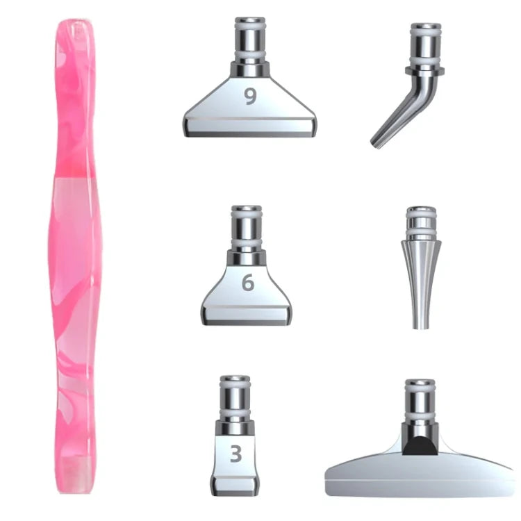Ergonomischer Stift mit 6 Metall Aufsätzen Pink Silber - Diamond Painting Shop Schweiz