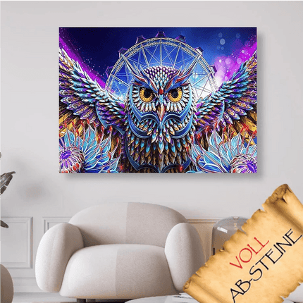 Eule vor dem Riesenrad - Voll AB 5D DIY Diamond Painting - Kreativsein.shop