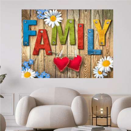 Familie eine Begrüßungstafel mit Herzen - Diamond Painting - Kreativsein.shop