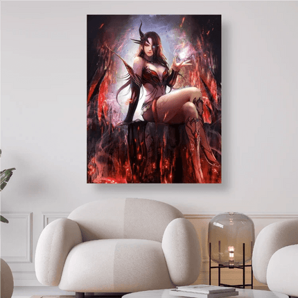 Fantasy Frau rot mit magischer Kugel - Diamond Painting - Kreativsein.shop