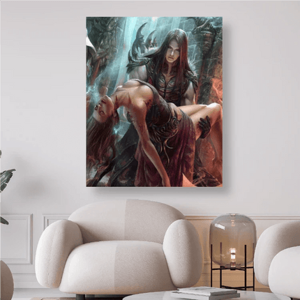 Fantasy Gothic Mann trägt eine Frau auf den Armen - Diamond Painting - Kreativsein.shop