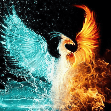 Feuervogel der Elemente Feuer Wasser Phoenix - 5D DIY Diamond Painting - Kreativsein.shop