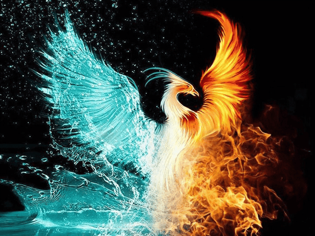 Feuervogel der Elemente Feuer Wasser Phoenix - 5D DIY Diamond Painting - Kreativsein.shop