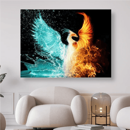 Feuervogel der Elemente Feuer Wasser Phoenix - 5D DIY Diamond Painting - Kreativsein.shop