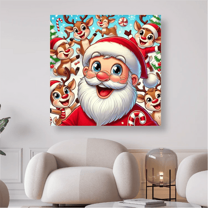 Fröhlicher Weihnachtsmann und Rentiere - 5D DIY Diamond Painting - Kreativsein.shop