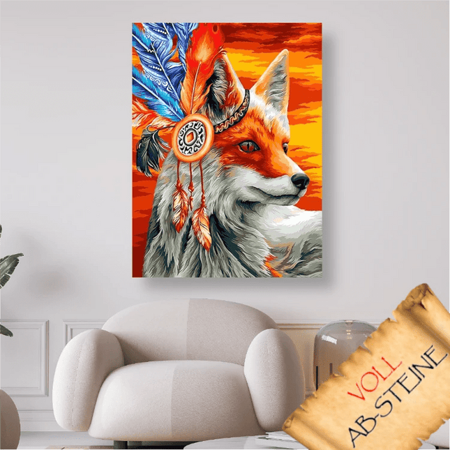 Fuchs mit Federschmuck - Voll AB 5D DIY Diamond Painting - Kreativsein.shop