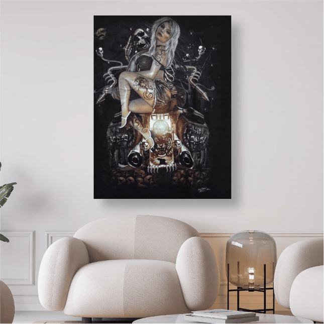 Geist mit tätowierter Lady auf Bike - 5D DIY Diamond Painting - Kreativsein.shop