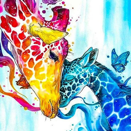 Giraffen Liebe mit Schmetterlinge - Voll AB 5D DIY Diamond Painting - Kreativsein.shop