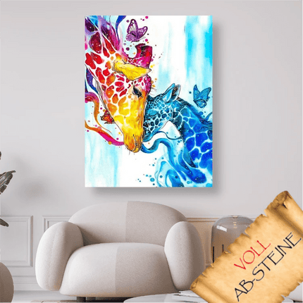 Giraffen Liebe mit Schmetterlinge - Voll AB 5D DIY Diamond Painting - Kreativsein.shop