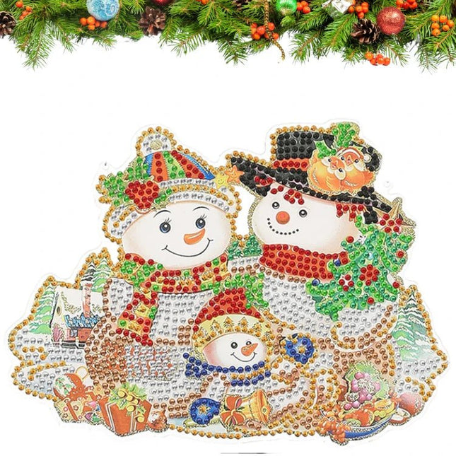 Glückliche Schneemannfamilie Aufhänger - Diamond Painting - Kreativsein.shop