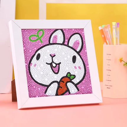 Häschen mit Rübe Kindermotiv mit Rahmen - Diamond Painting - Kreativsein.shop