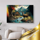 Hirsch mit Forsthaus - 5D DIY Diamond Painting - Kreativsein.shop