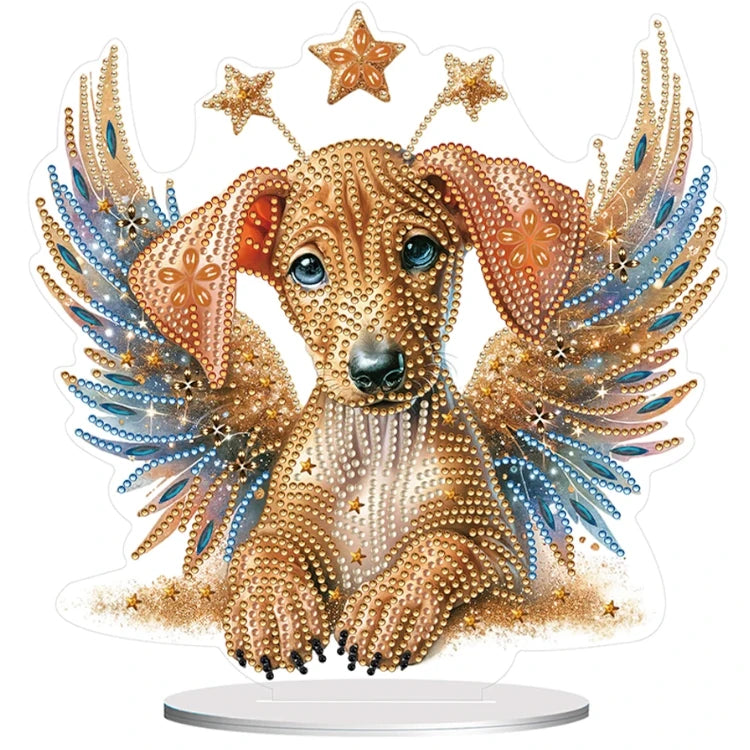 Hund mit Engelflügel Aufsteller - Diamond Painting