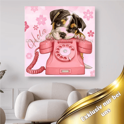 Hund mit Telefon - 5D DIY Diamond Painting - Kreativsein.shop