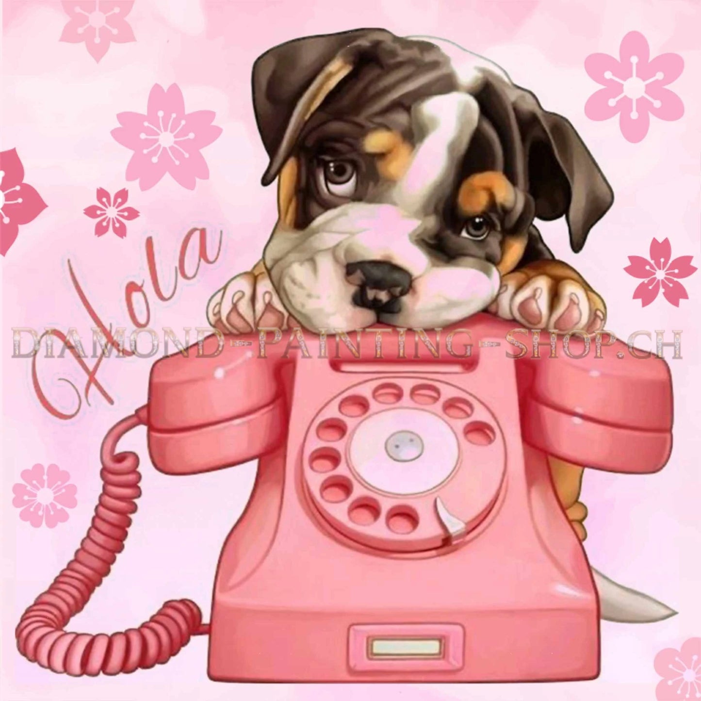 Hund mit Telefon - 5D DIY Diamond Painting Shop Schweiz