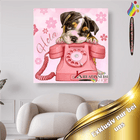 Hund mit Telefon - Malen nach Zahlen - Kreativsein.shop