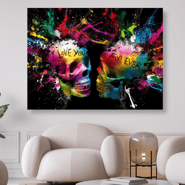 I Love You For Ever bunter Schädel - 5D DIY Diamond Painting - Kreativsein.shop