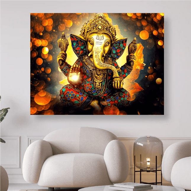 Indischer goldener Elefant - 5D DIY Diamond Painting - Kreativsein.shop