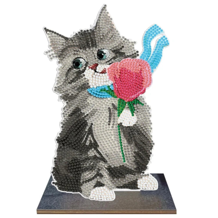 Katze mit Blume Aufsteller - Diamond Painting Shop Schweiz