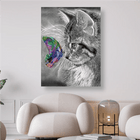 Katze mit bunten Schmetterling - 5D DIY Diamond Painting - Kreativsein.shop