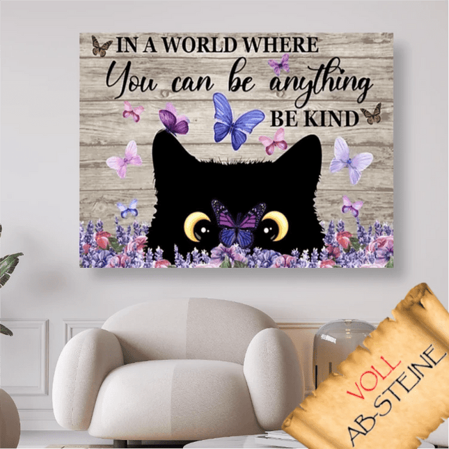 Katze mit Schmetterlingen - Voll AB 5D DIY Diamond Painting - Kreativsein.shop