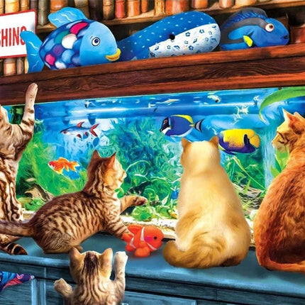 Katzen vor dem Aquarium - Voll AB 5D DIY Diamond Painting - Kreativsein.shop