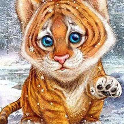 Kleiner Tiger im Winter - Malen nach Zahlen - Kreativsein.shop