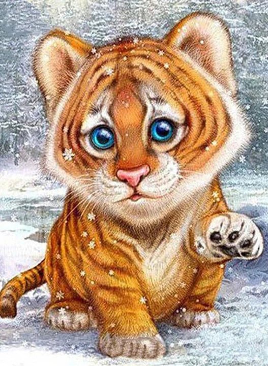 Kleiner Tiger im Winter - Malen nach Zahlen - Kreativsein.shop