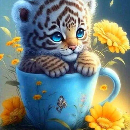 Kleiner Tiger in Tasse - 5D DIY Diamond Painting - Kreativsein.shop