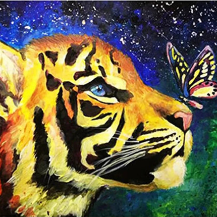 Kleiner Tiger mit Schmetterling - Voll AB 5D DIY Diamond Painting - Kreativsein.shop