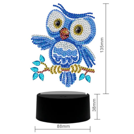 LED Lampe blaue Eule - Diamond Painting - Kreativsein.shop