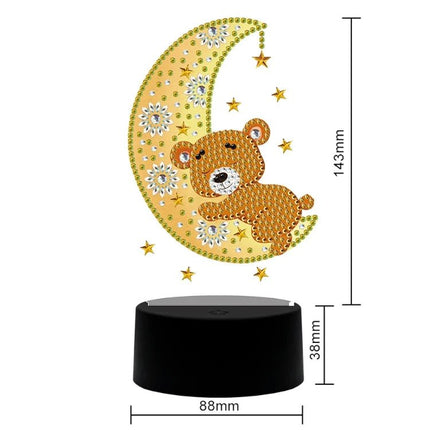 LED Lampe Mond mit Bärchen - Diamond Painting - Kreativsein.shop